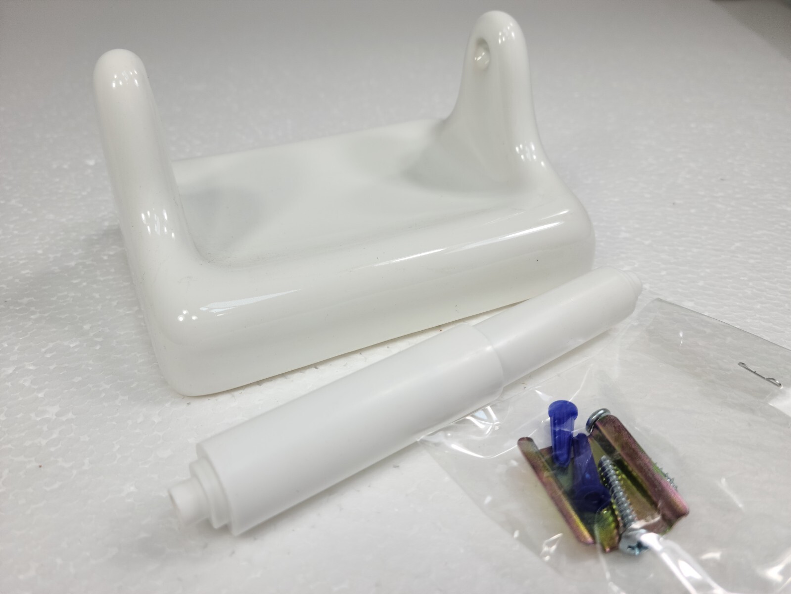 Vintage White Ceramic TP Toilet Paper Holder Screw in Drywall Mid Century Modern