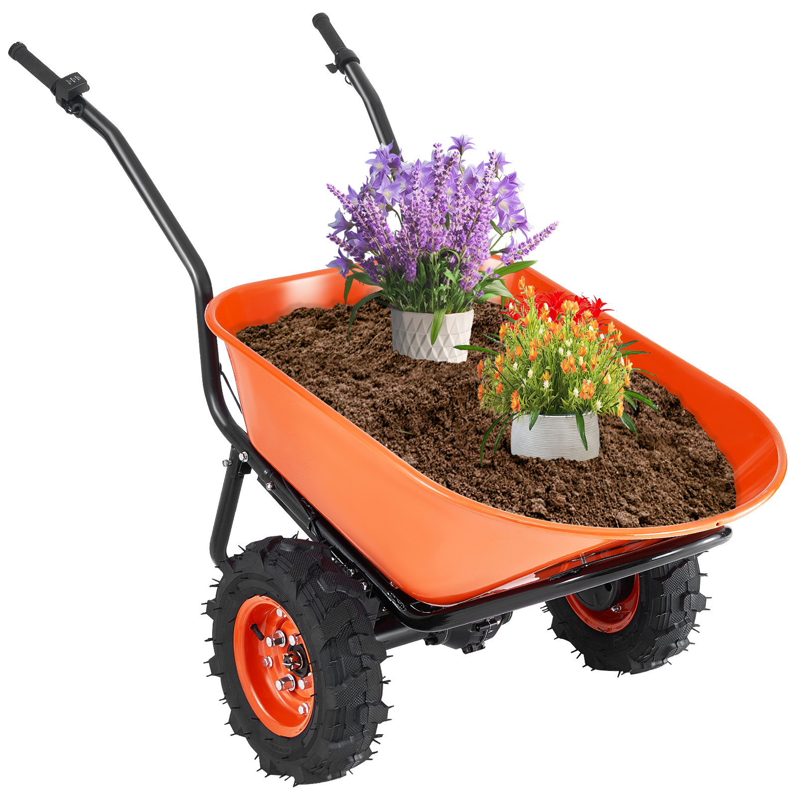 Electric Wheelbarrow Cart One Wheel 7 Cu Ft Powered Dump Cart 573 lbs