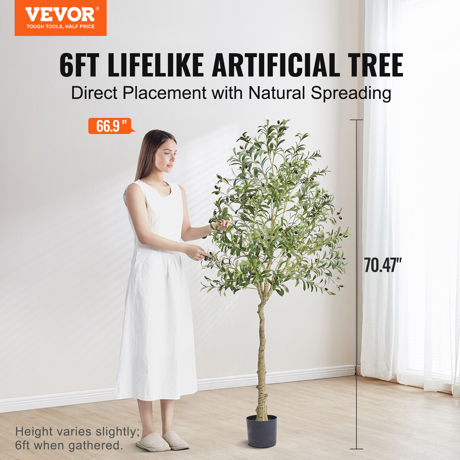 VEVOR 6ft 73in Artificial Olive Tree Faux Silk Home Decor