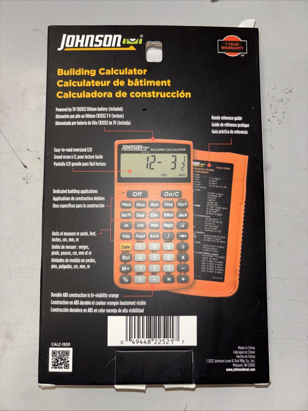 Johnson Building Calculator Calc-1500