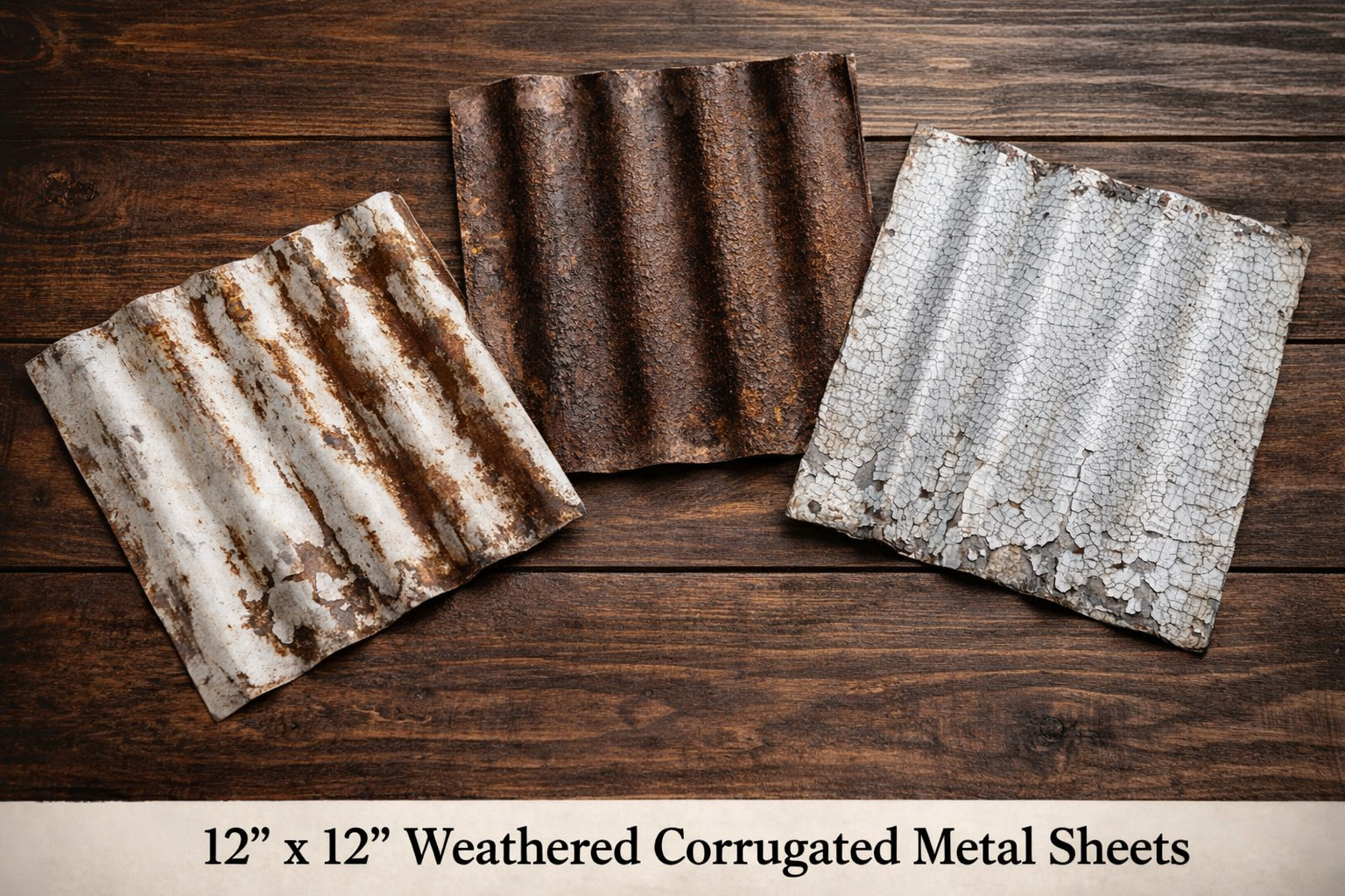 SALE! 10 pcs 11 1/2" x 11 1/2" RECLAIMED CORRUGATED METAL TIN ROOFING PANELS