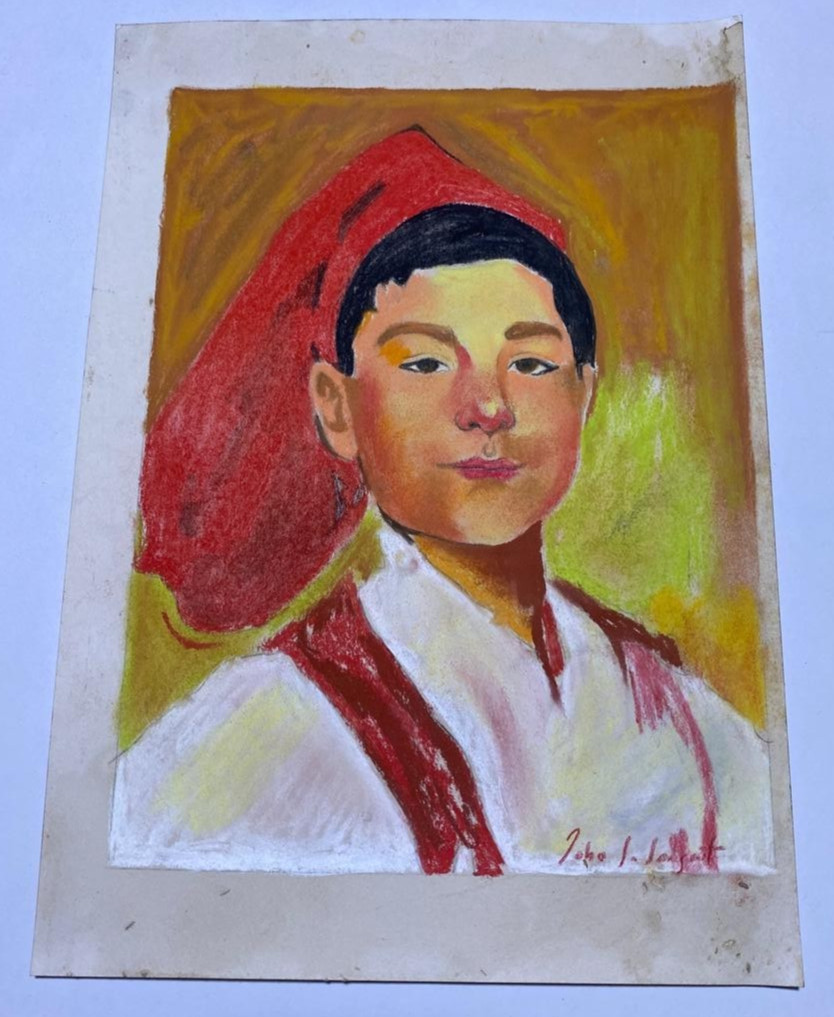 JOHN SINGER SARGENT Drawing on paper (Handmade) signed and stamped mixed media.