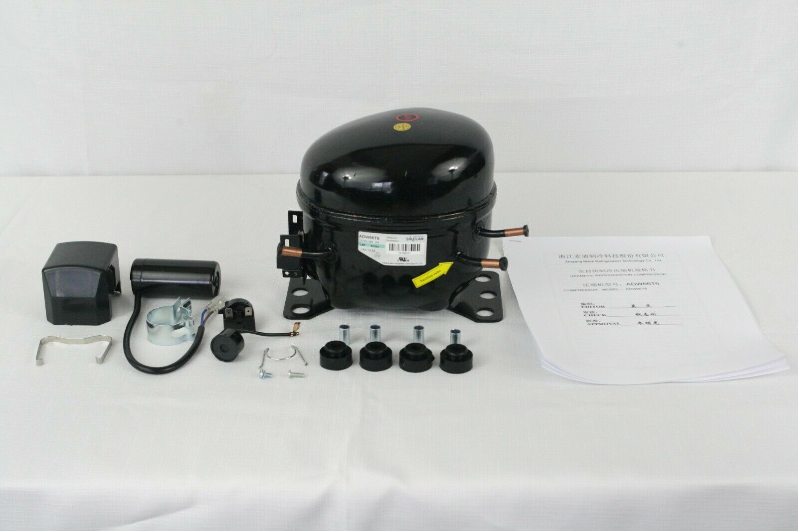 SIKELAN ADW66T6 REFRIGERATION COMPRESSOR 1/4+ HP 665BTU 110-120V R134A 50-60HZ