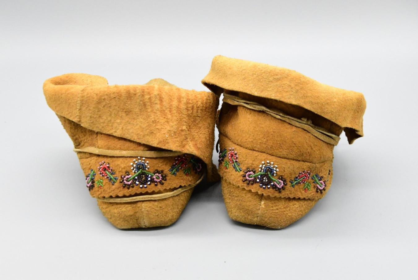 Chippewa Moccasins Part Sinew Sewn Smoked Moosehide 1880s-1910