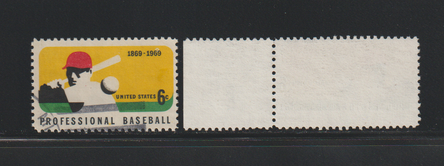US EFO ERROR Stamps: #1381 Baseball, Sports: Black Color Shift. Postally Used!