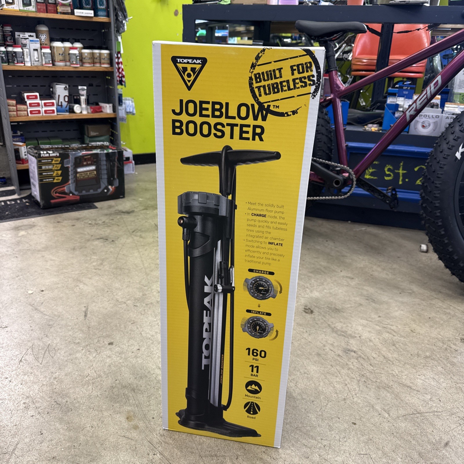 JoeBlow Booster Floor Pump with Gauge Perfect For TUBELESS Bicycle Install!