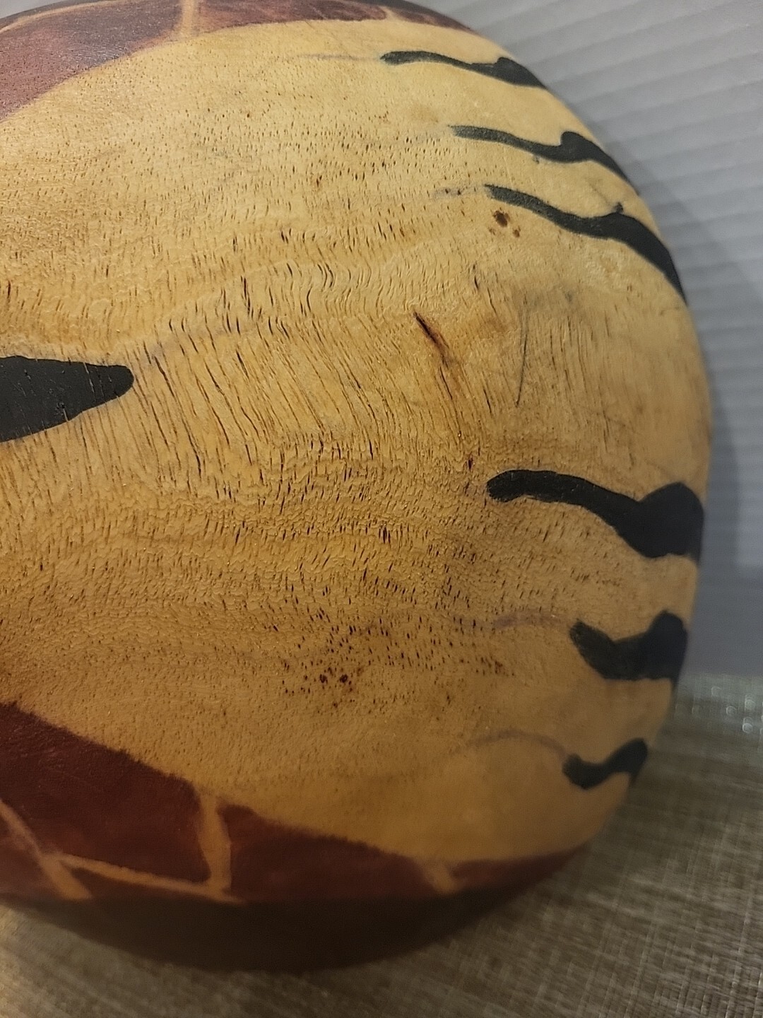 Hand Carved & Hand Painted Animal Print South Africa 11.25" Wooden Bowl