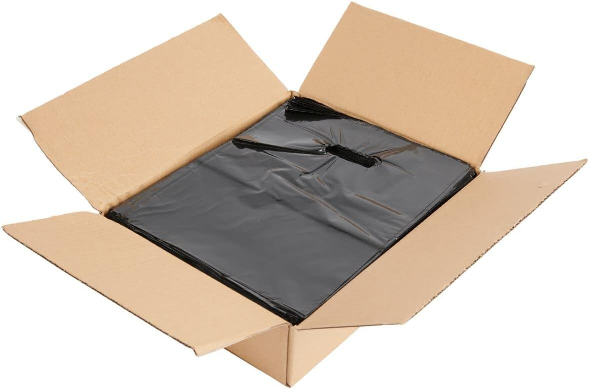 Plastic Bags 1000 Black Shopping Merchandise Die Cut Handles 9 x 12" Diecut