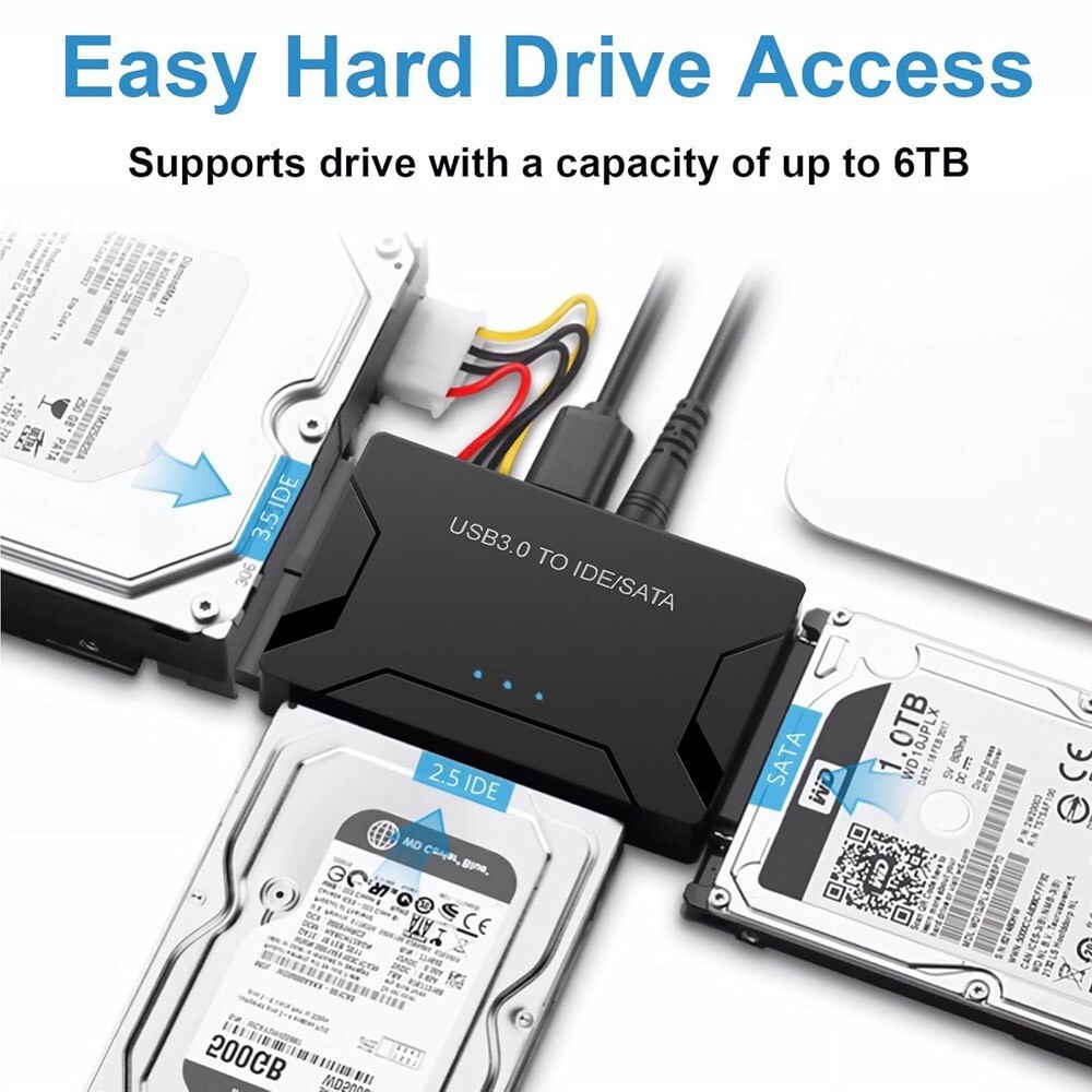 USB 3.0 to IDE & SATA Converter External Hard Drive Adapter Kit 2.5"/3.5" Cable
