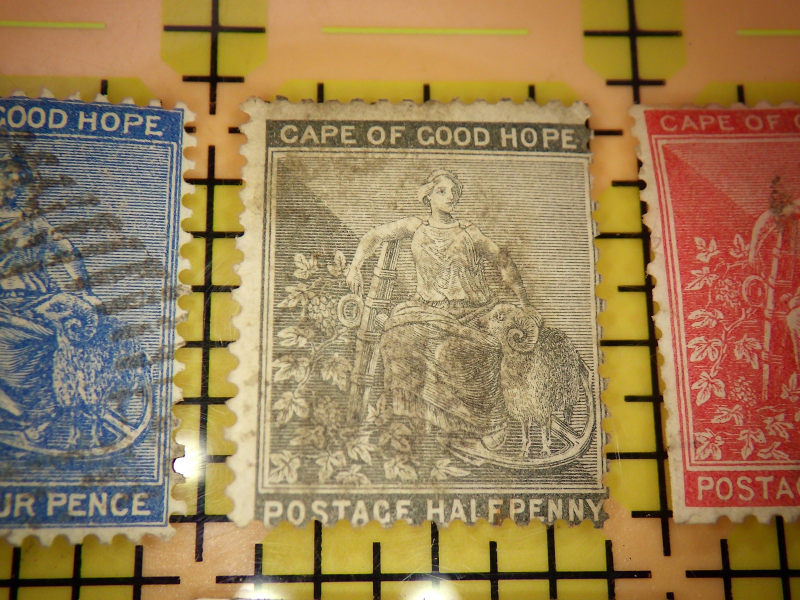 Cape of Good Hope "Hope Seated" Stamps - Trio: 1/2d, 1d, 4d - Used Classics
