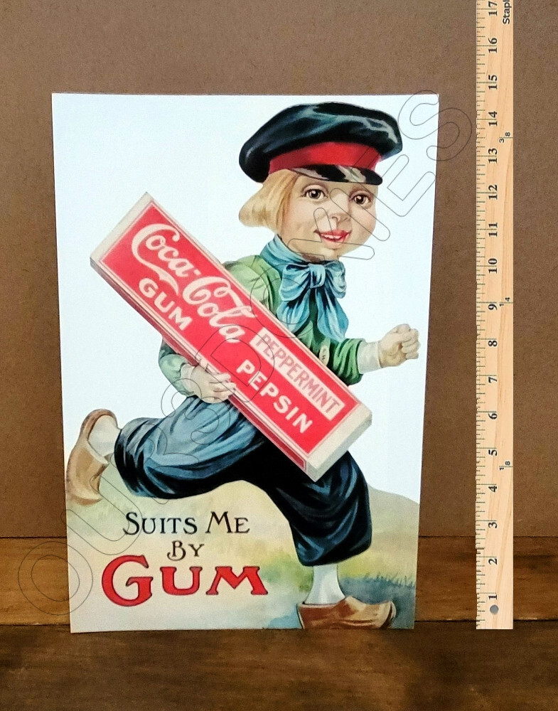 1915 Coca-Cola Gum Store Counter Standup Advertising Sign Large Coke Dutch Boy