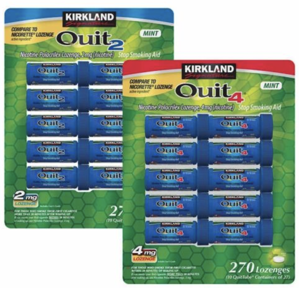 Kirkland Quit 4mg Lozenge Nicotine Polacrilex 270 Pieces stop smoking MINT 4/25