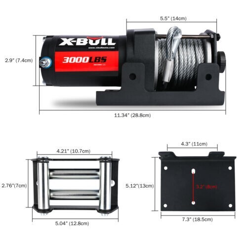 X-BULL 3000LBS Electric Winch 12V Steel Cable Off-Road UTV ATV 4X4 Towing Truck
