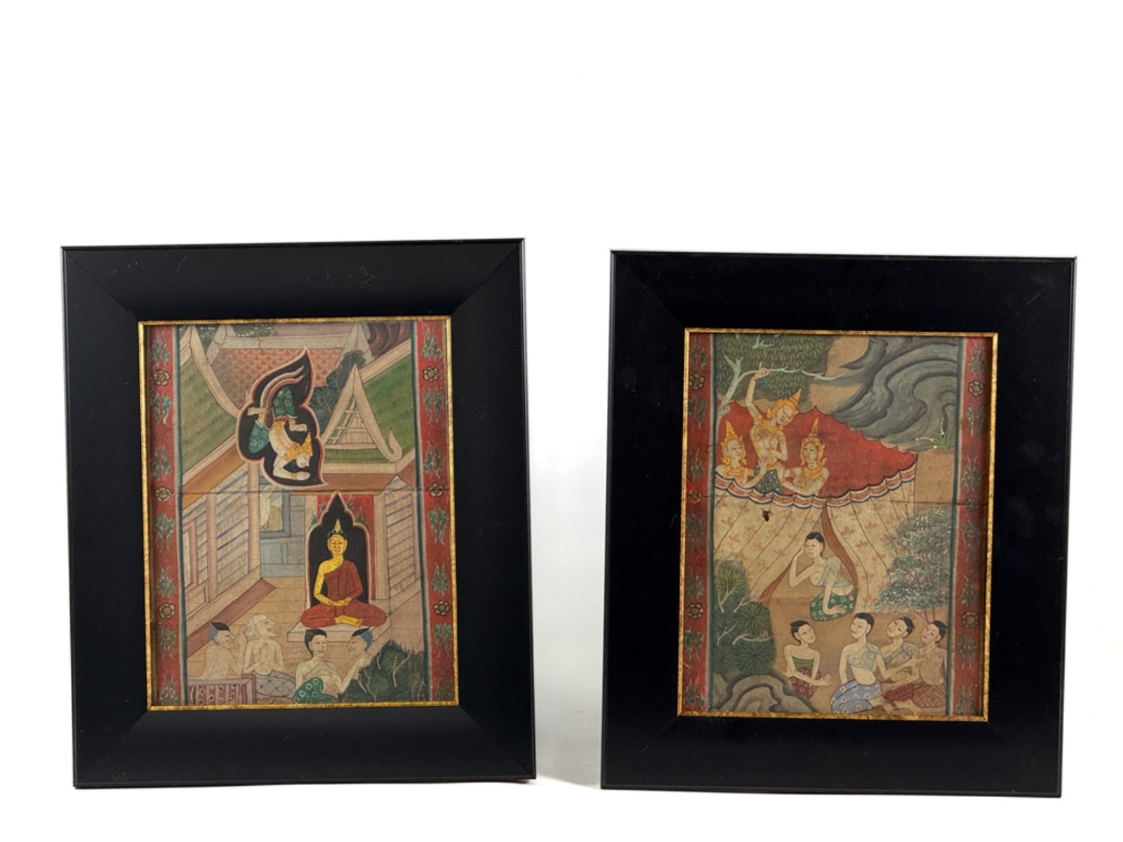 (2) A Pair OF  ILLUMINATED THAI BUDDHIST MANUSCRIPT PAGES