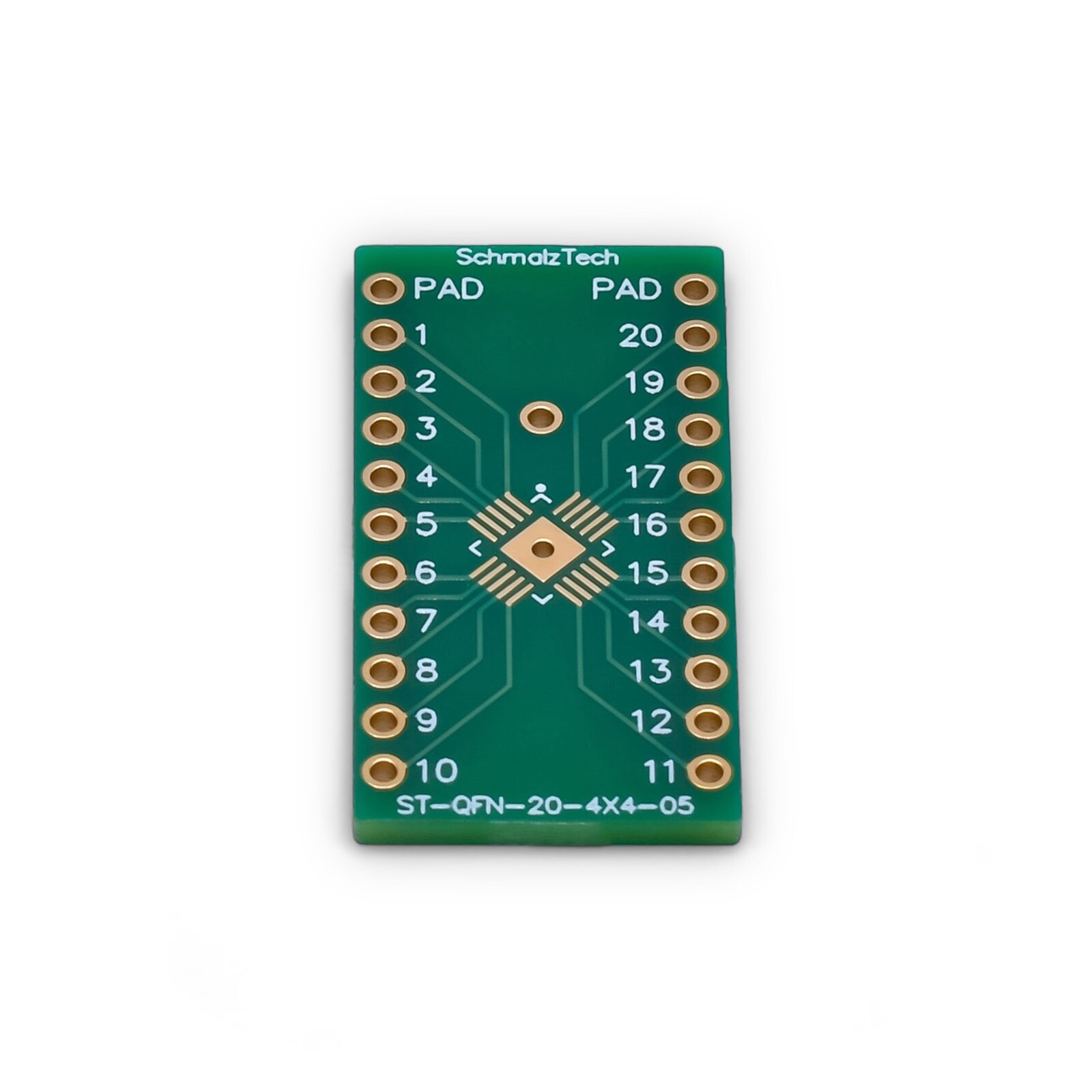 QFN-20, 4mm x 4mm, 0.5mm Pitch SMD to DIP Adapter, ST-QFN-20-4X4-05, 3 Pieces