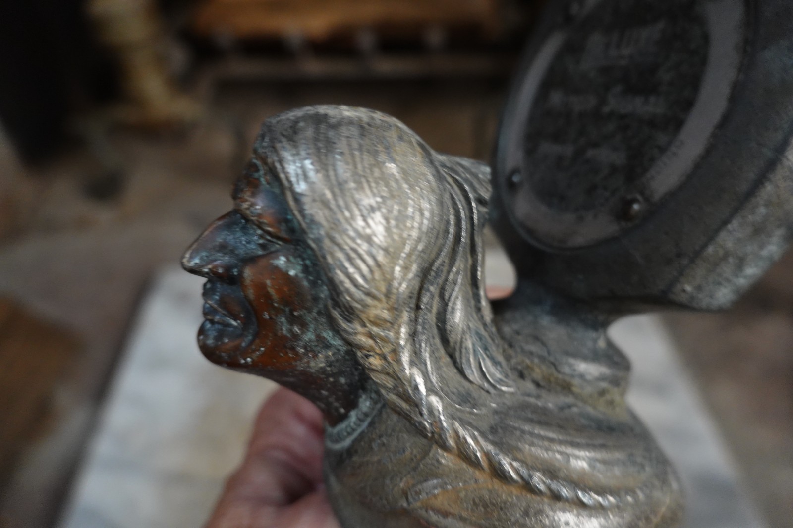 Antique 1929 PONTIAC INDIAN HEAD DELUXE MOTOR SIGNAL RADIATOR CAP HOOD ORNAMENT