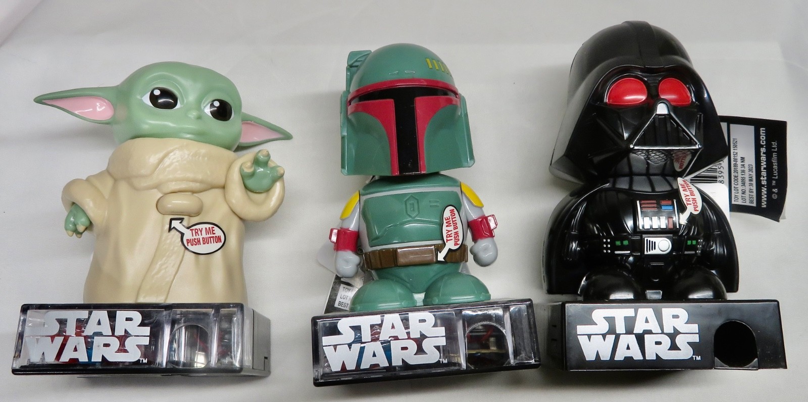 ✨STAR WARS~Darth Vader & Boba Fett & Yoda ~Talking Candy Dispensers w/ Sound