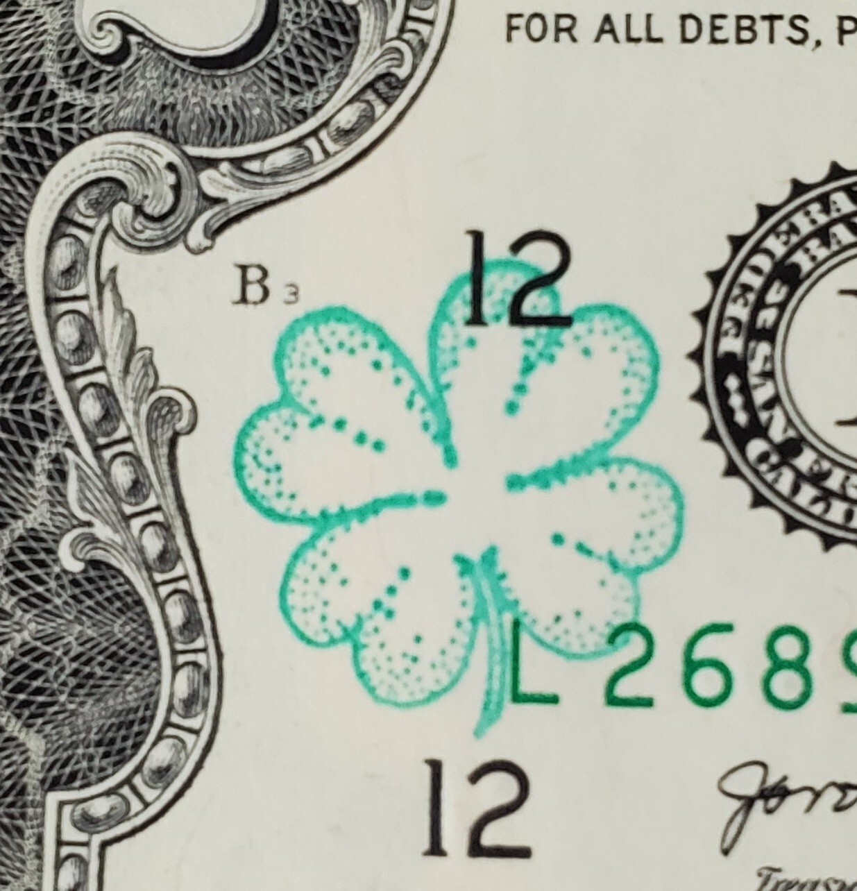 🍀🍀WOW! Lucky 2.00 Bill with FOUR LEAF CLOVER ** UNCIRCULATED/SEQUENTIAL **🍀🍀
