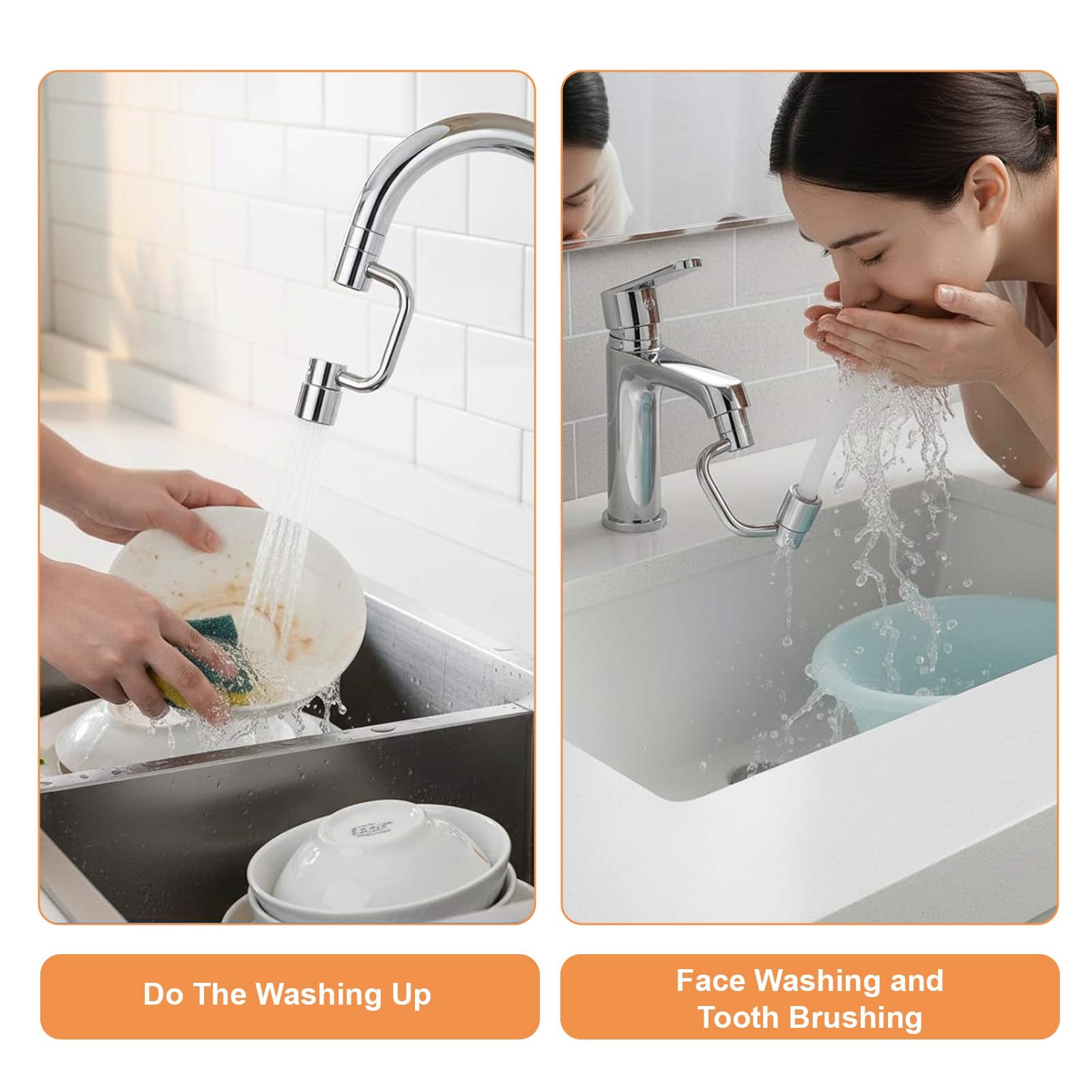 1080° Rotatable Faucet Aerator Extension Stainless Steel Universal Sink Extender