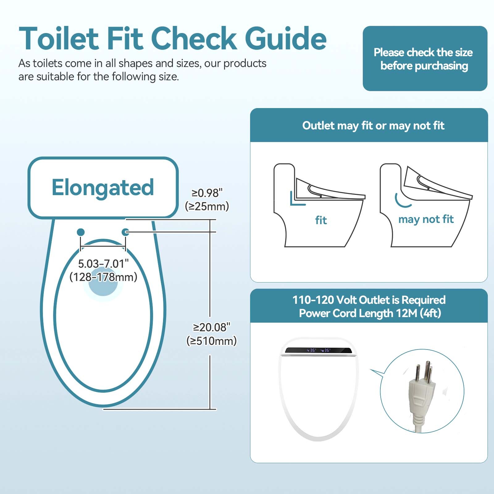 Elongated Smart Electric Bidet Toilet Seat Heated Seat Auto Flush Air Dry Remote
