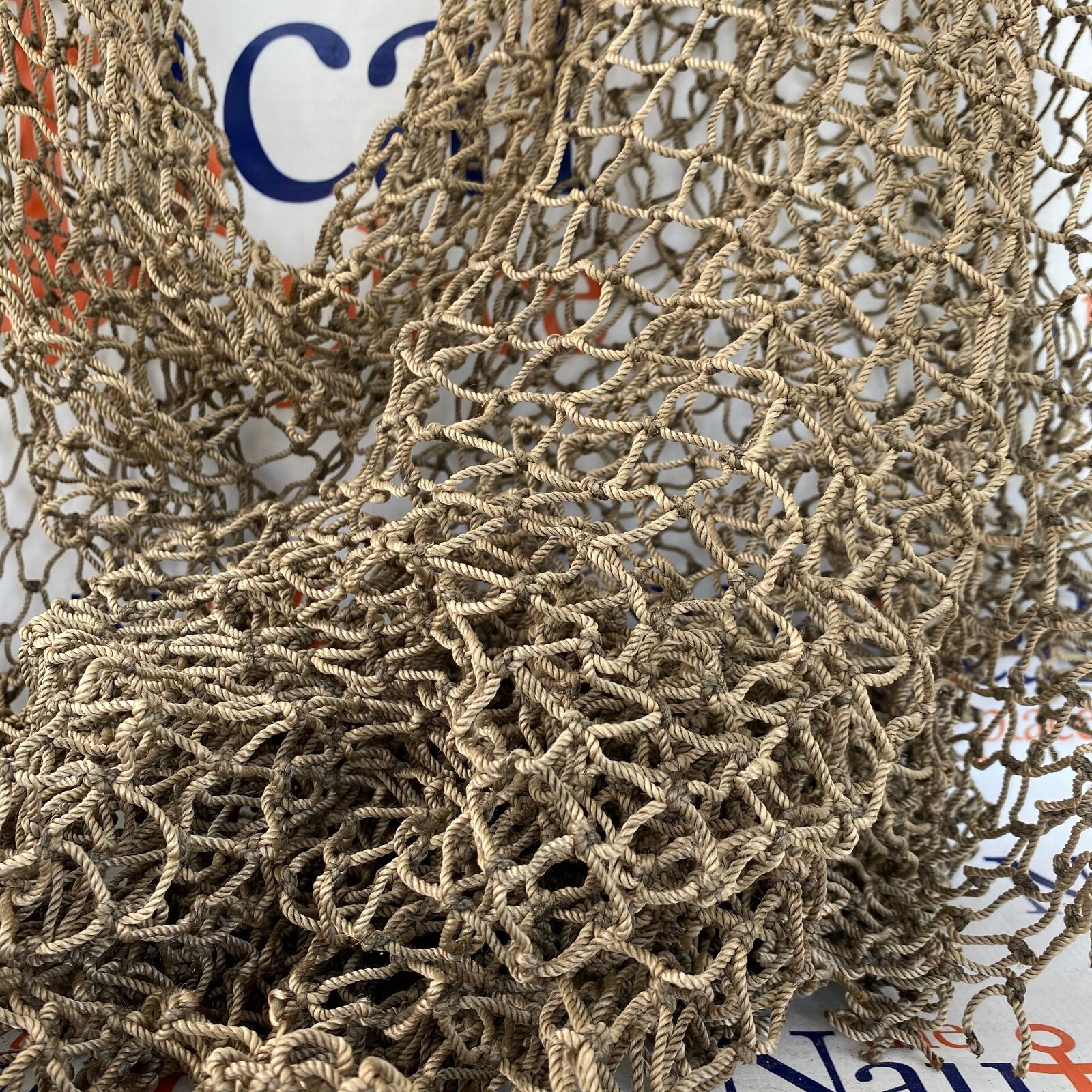 Authentic Fish Netting, 15 ft x 15 ft HEAVY Knotted, Vintage Used Fishing Net