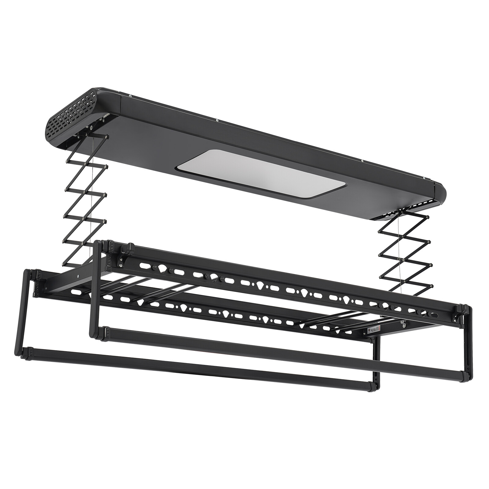 Wall and Ceiling Clothesline, Electrical Drying Rack w/ 8 Rod & Light Up Lamps