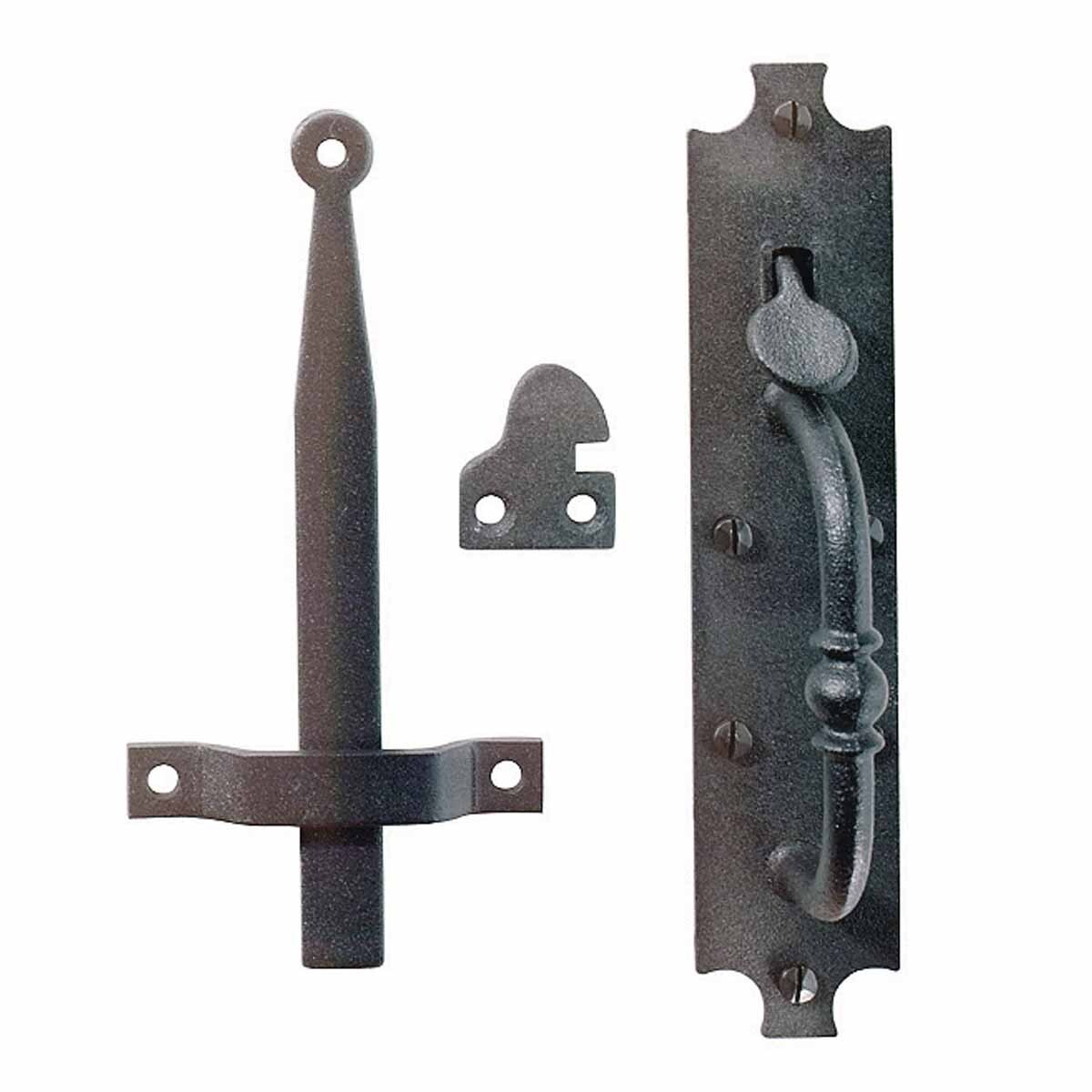 Black Cast Iron Norfolk Door Latches with Mounting Hardware Renovators Supply