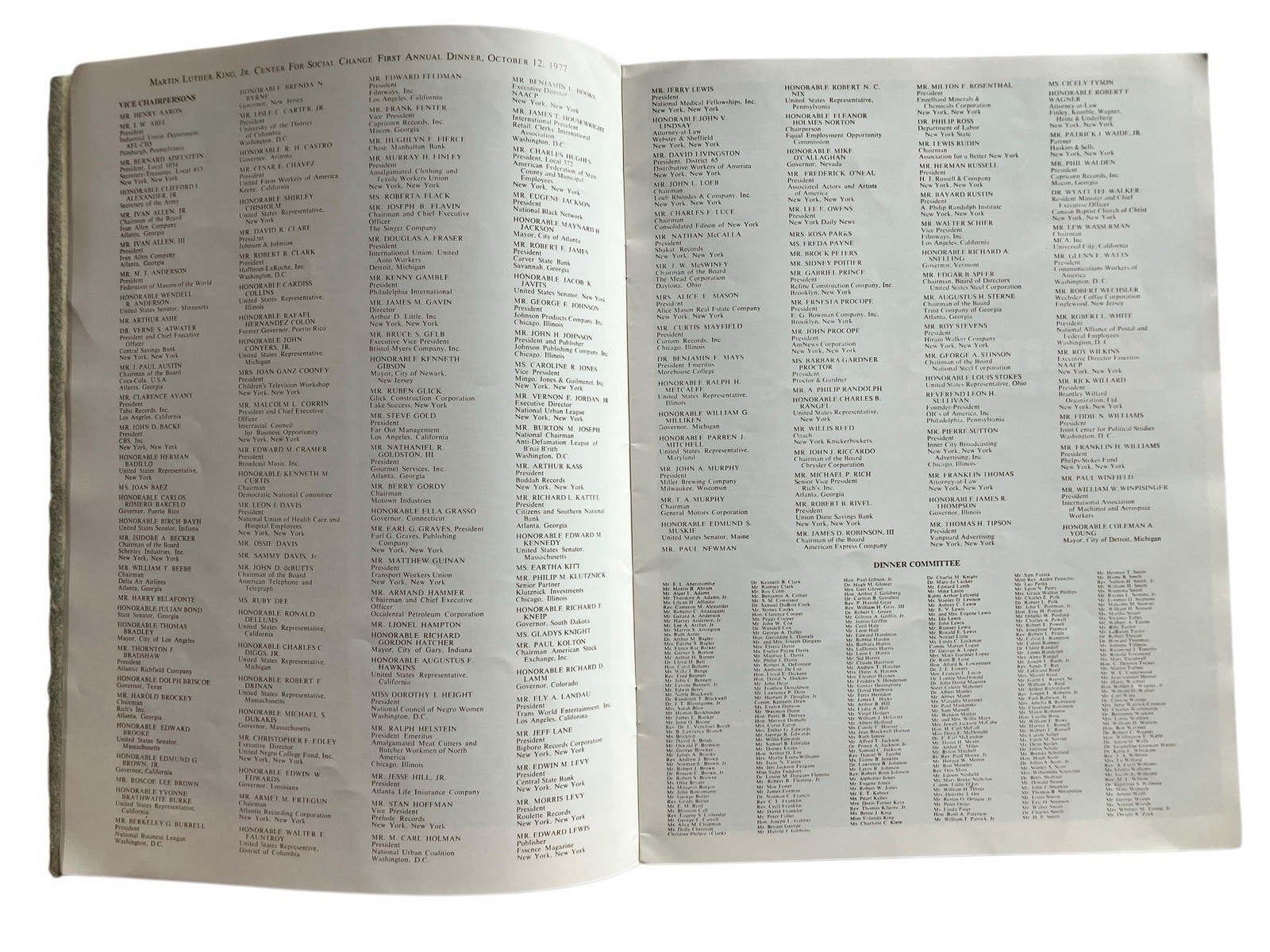 Vtg Martin Luther King Jr Center For Social Change First Annual Dinner Program