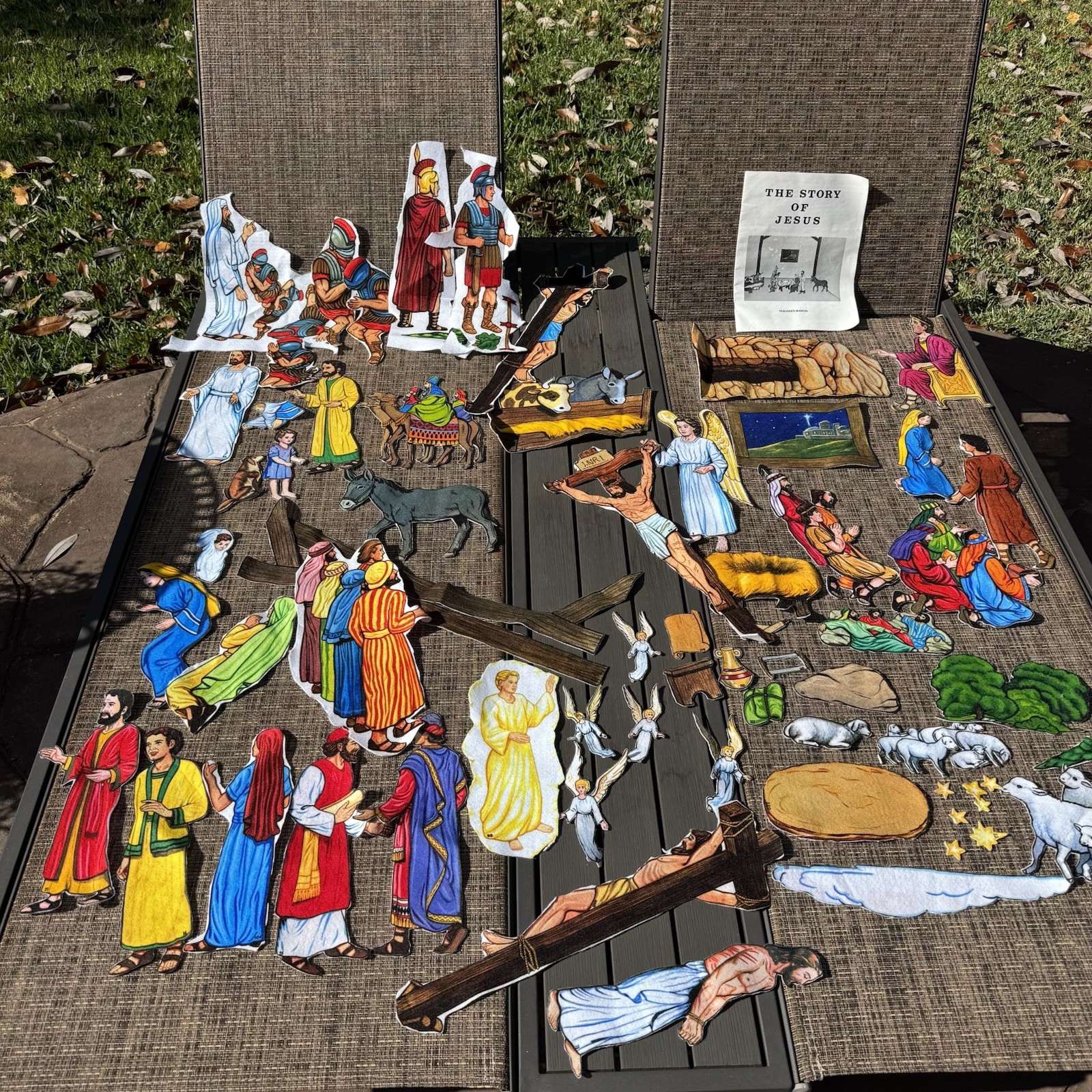 Vtg Flannelgraph Set Story Of Jesus 66 Felt Figures Plus Manual Bible Homeschool