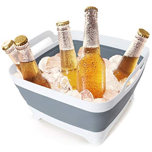 2.4 Gal(9L) Collapsible Dish Basin with Drain Plug,Space Saving Multiuse Gray