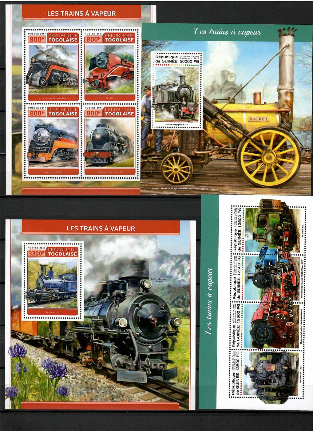 Steam locomotives trains railway 42 sheets 2017-2018 Collection [3] MNH #CNA164