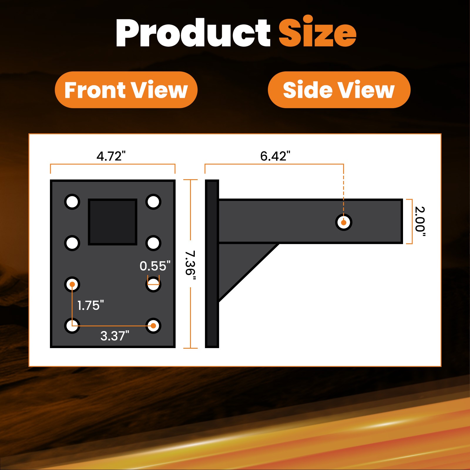 3 Position Pintle Hitch Mount Plate for 2" Hitch Steel 20000 lbs Capacity