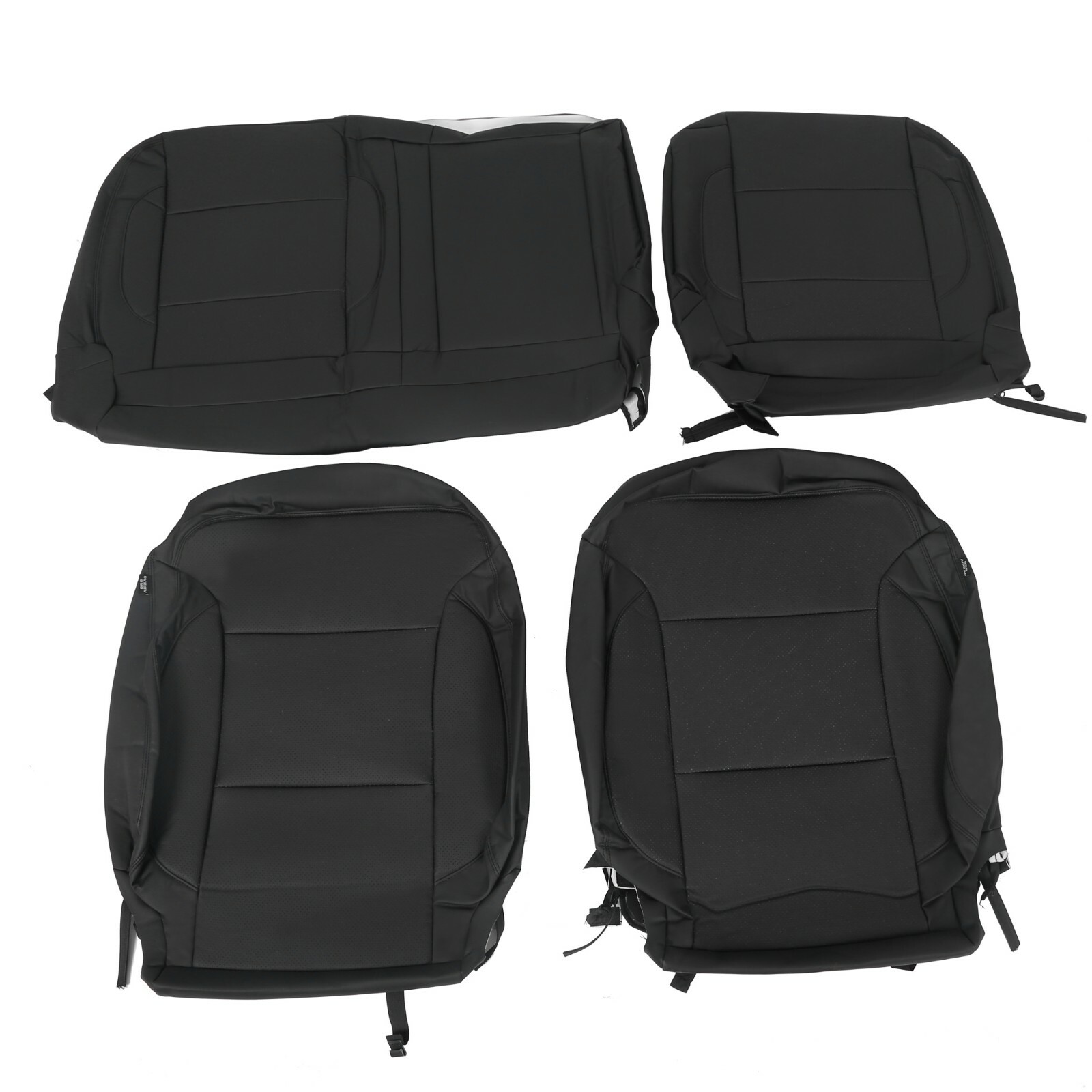 Black Seat Covers Set For 2014-2018 Chevy Silverado Crew Cab LT 15 16 17