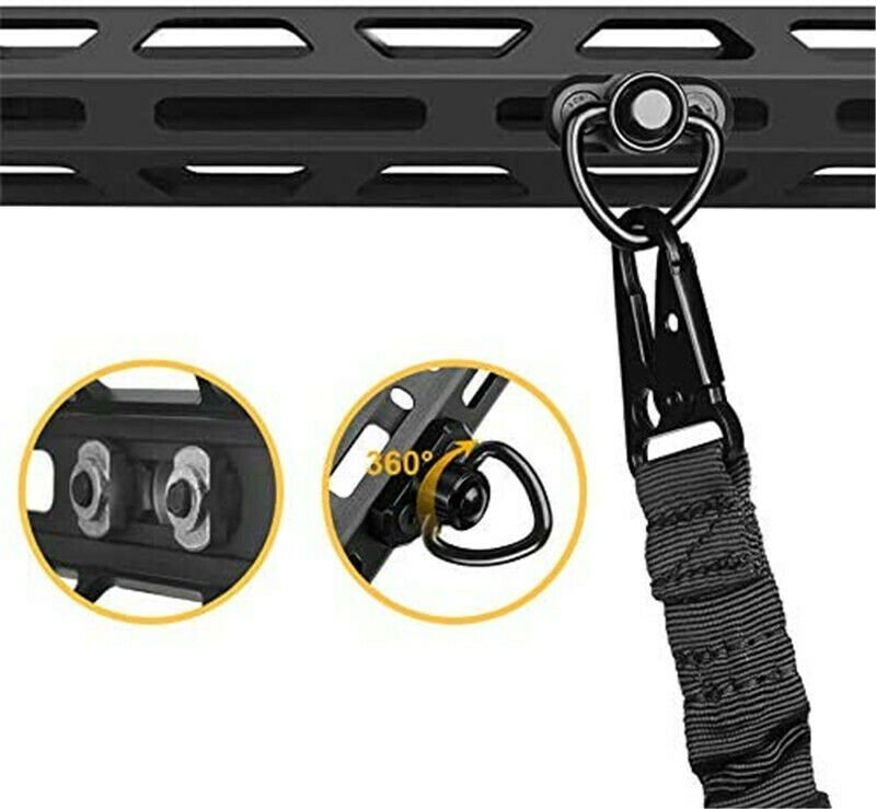 Single Point Gun Rifle Sling Bungee Strap w/ M-LOK Quick Release QD Sling Swivel