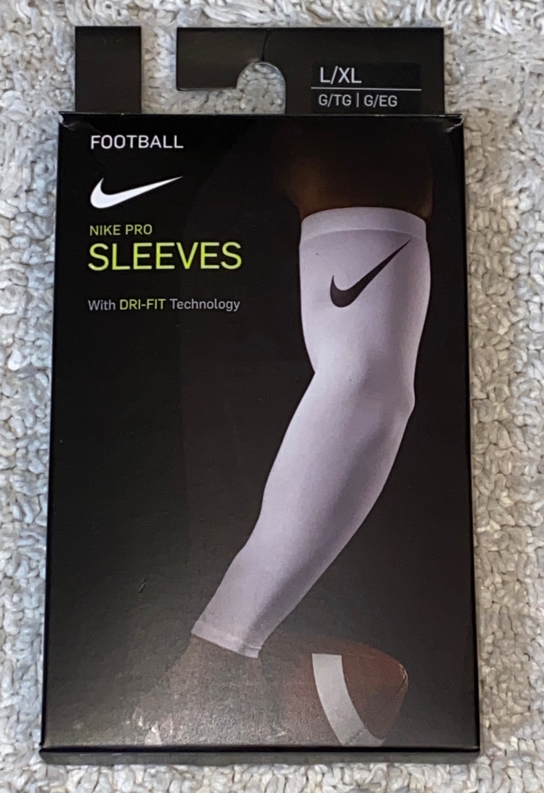 NIKE Pro Dri Fit 3.0 Compression WHITE Football Arm Sleeves Mens S / M  L / XL