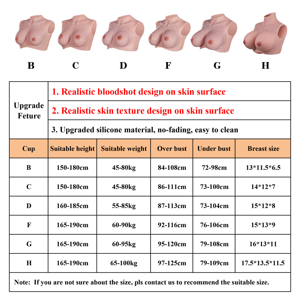 Realistic Silicone Breast Forms Crossdresser Breastplate B-H Cup Fake Boobs Tits