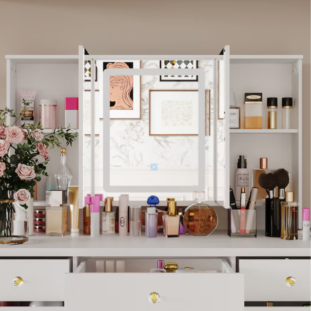 FUFU&GAGA 43.3-in White Makeup Vanity