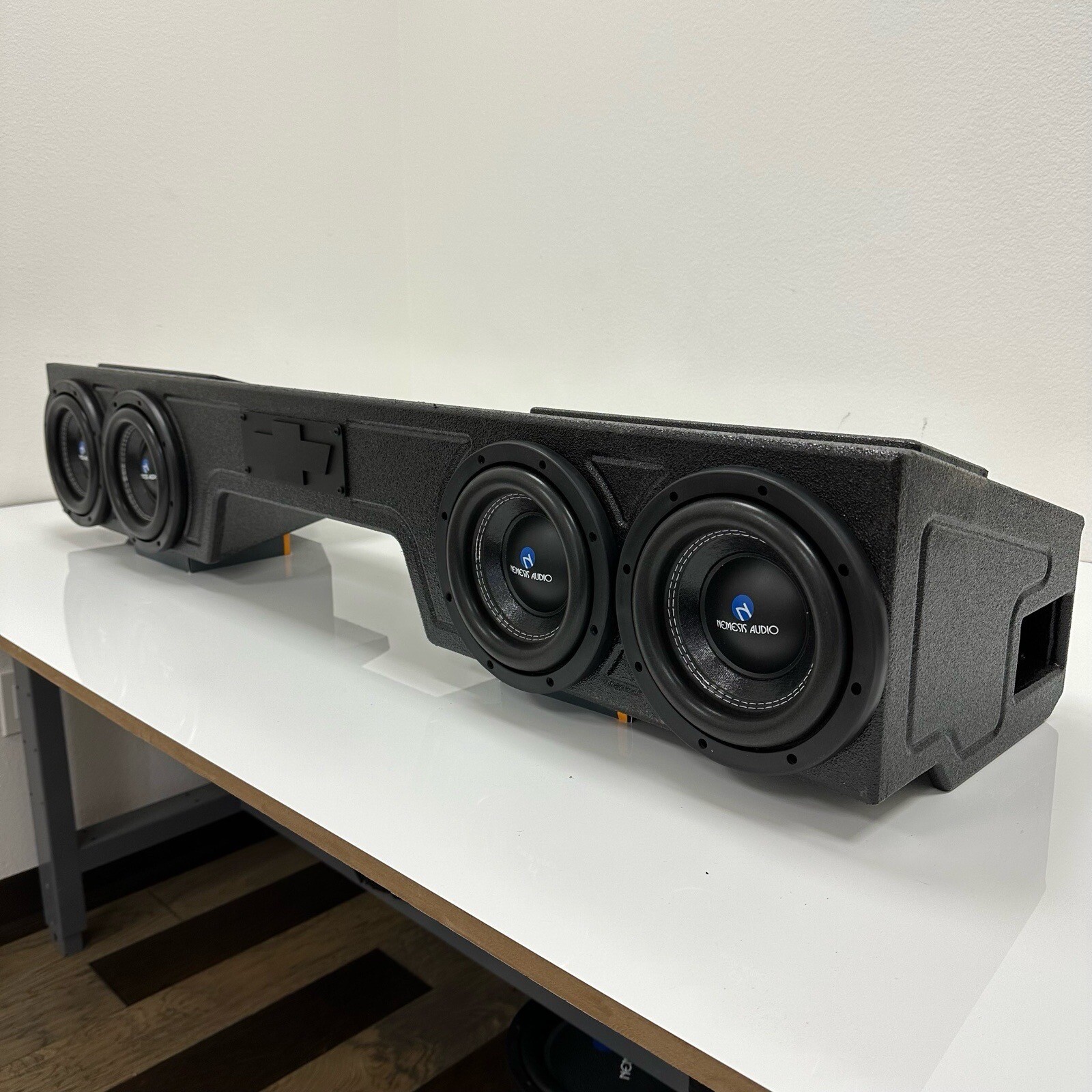 Sub Woofer Box Chevy Silverado 07-18 Ext Cab 4x8 Woofers Front Fire Side Ported