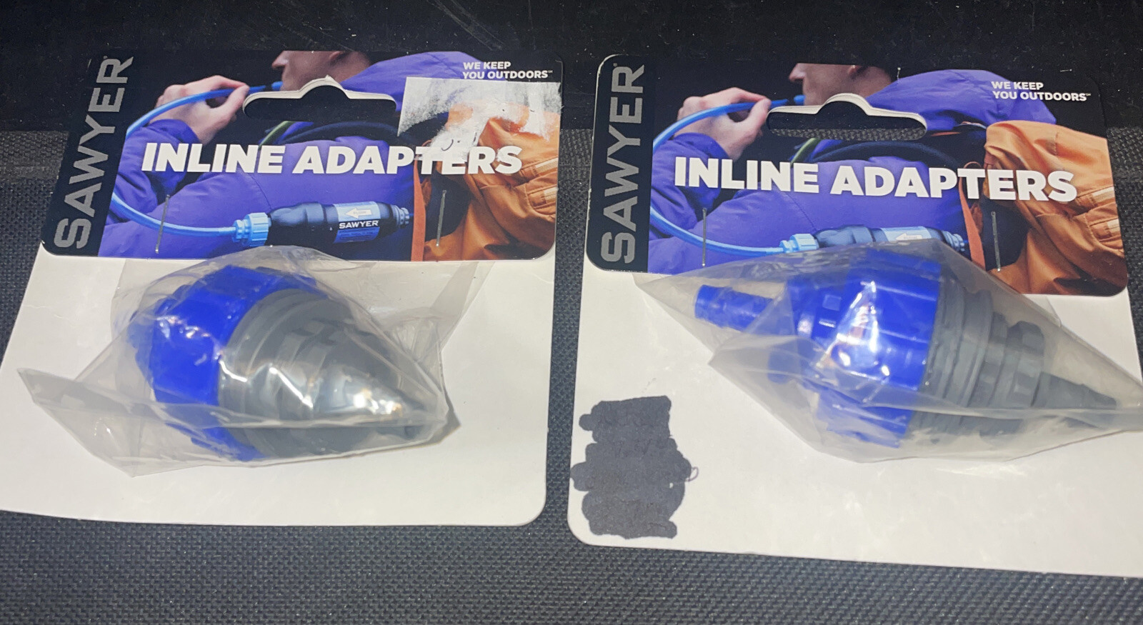 Two Sawyer Products SP110 Inline Hydration Adapters Blue/Gray *NEW