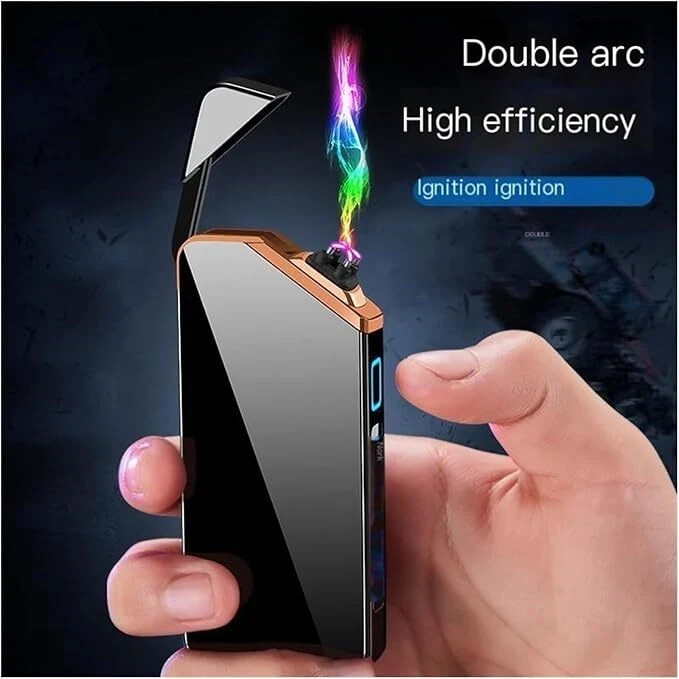 Dual Arc Plasma Electric Lighter USB Rechargeable Flameless Windproof Lighter US