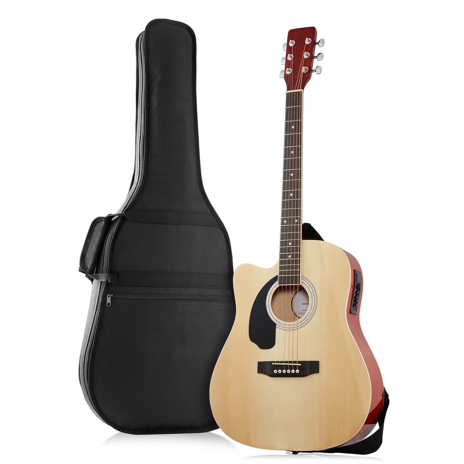 Left-Handed Dreadnought Cutaway Acoustic-Electric Full Size Guitar - Natural