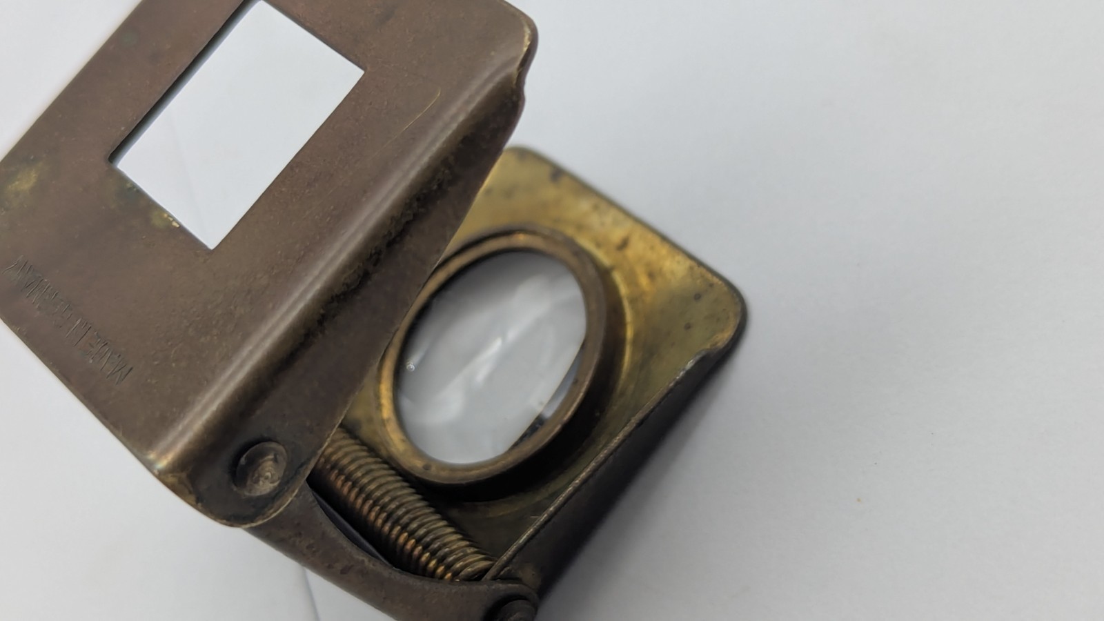 VINTAGE Germany Sinclair & Valentine Co Brass Folding Magnifying Glass Loupe