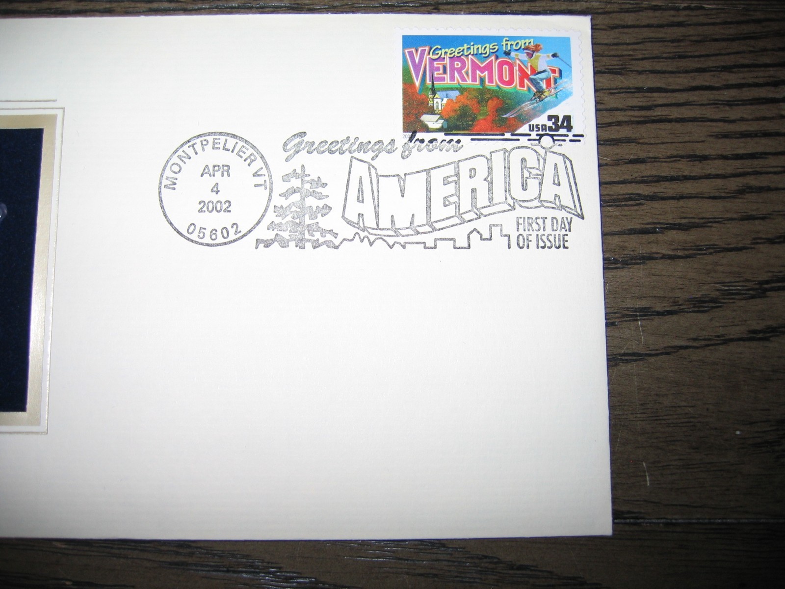 2002 VERMONT Greetings From America replica Gold Stamp Golden COVER