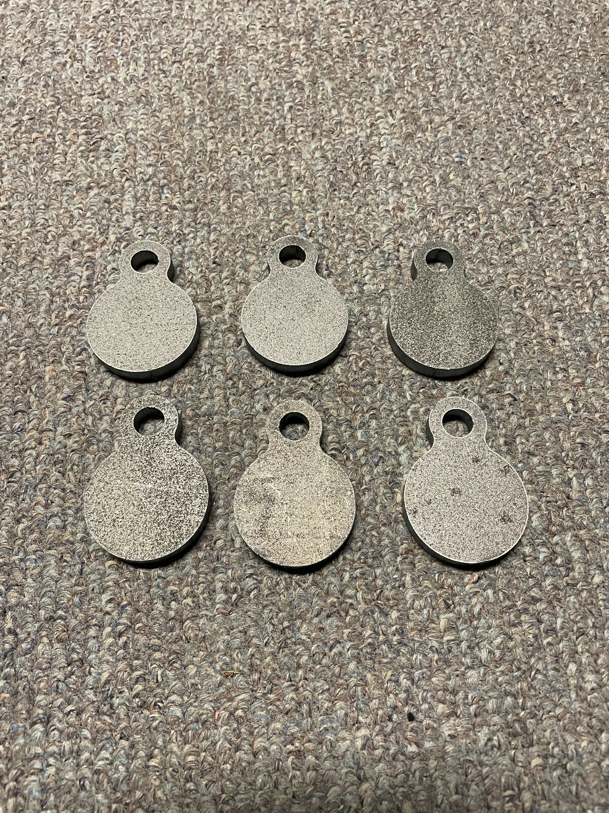 AR500 Steel Targets Hanging Gong 2" x 3/8 Set of 6 Single Ear Plates! USA MADE!!