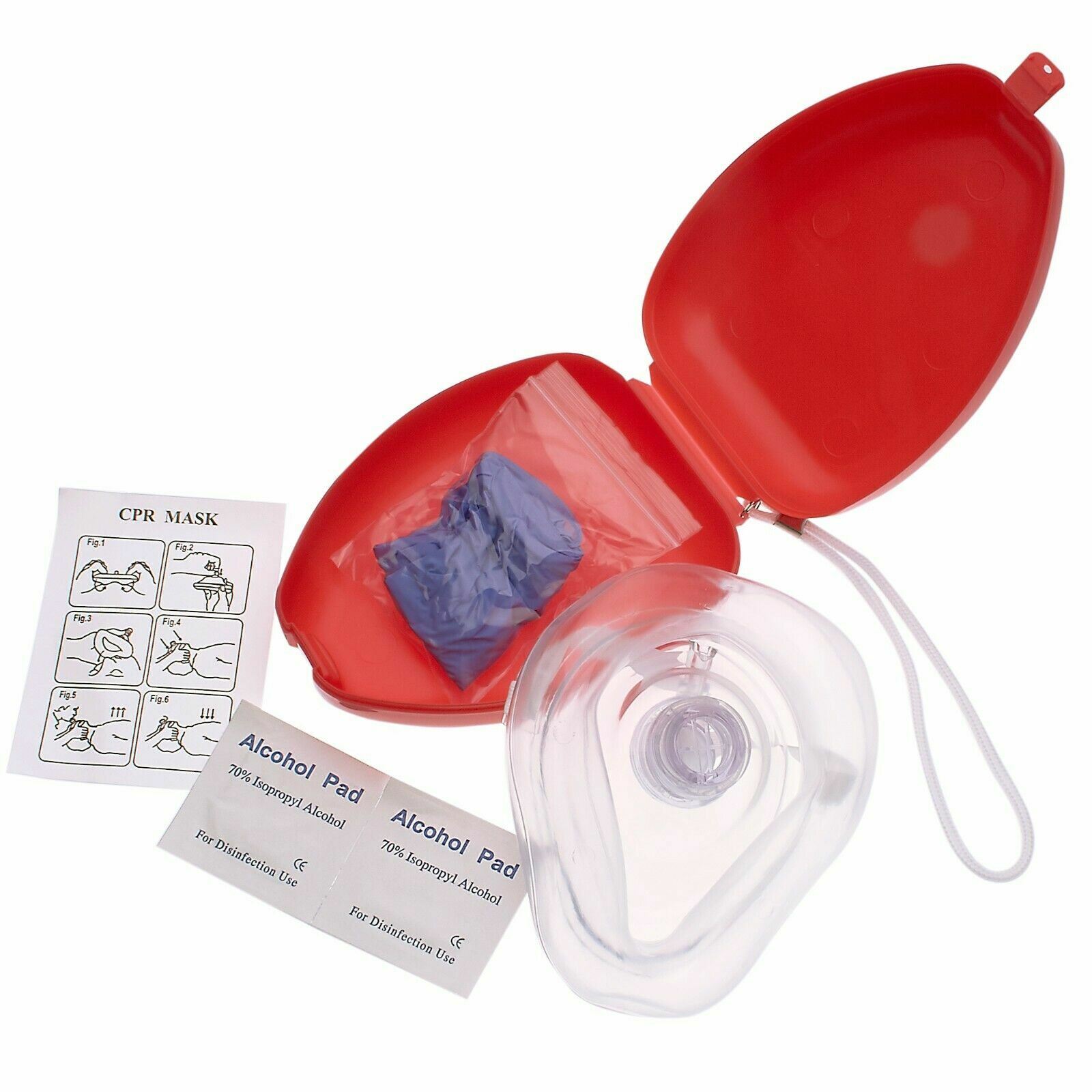 1 Pocket CPR mask in Hard Case - Mask w/O2 with Gloves