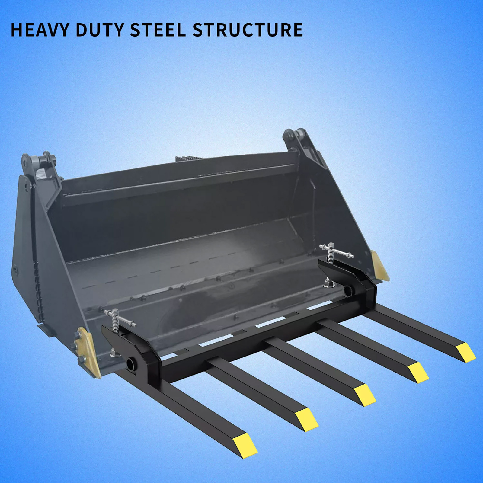 42" Durable Clamp-On Debris Fork for Tractor and Skid Steer Heavy Duty 2500 LBS