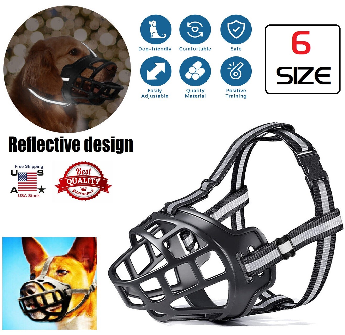 Pet Bite Mask A Soft Basket Silicone Cage Muzzle Allows Dogs To Breathe USA