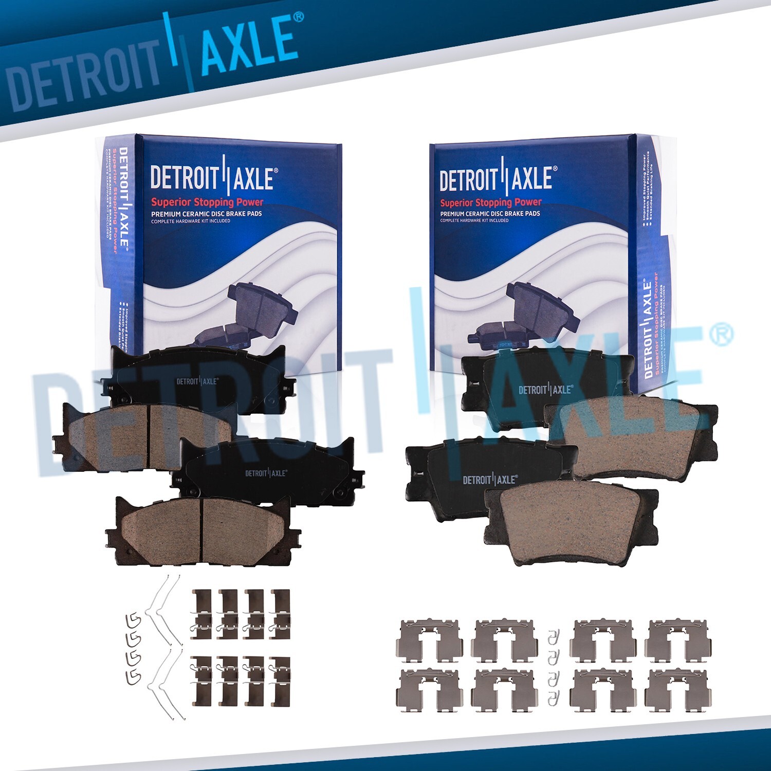 Front Rear Brakes Pads Kit for 2007-2017 Toyota Camry Avalon Lexus ES300h ES350