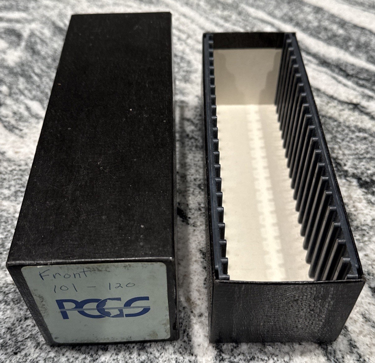 Vintage Black PCGS Storage Box For 20 Rattler Slabs / Graded Coin Holders Empty