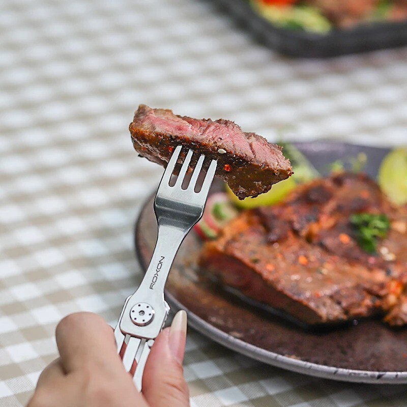 ROXON Camping Cutlery Portable Magnetic Folding Compact Durable Extending Handle